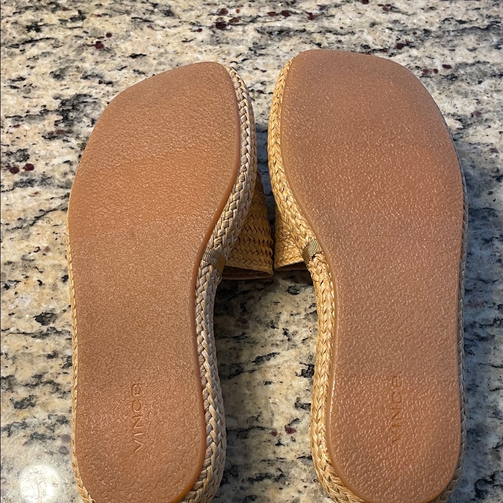 Vince Beige Woven Slide Sandals - Picture 4 of 5